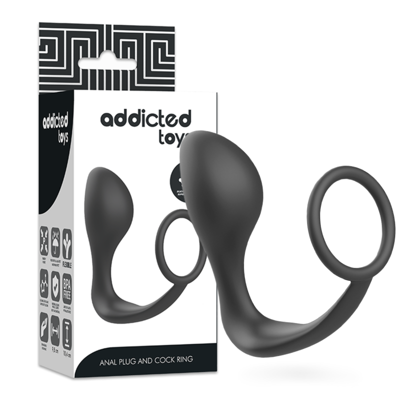 Addicted Toys - Plug Anal Avec Anneau En Silicone Noir